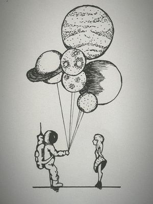 My favourite sketch 😍#planets #romance #cosmonaut #love #inlove #galaxy #sketchtattoo #dotwork #tattooart 