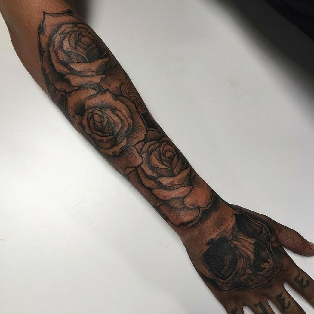 Traditional Skull and Roses Tattoo  Traditional Skull and R  Flickr