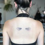 Illustrative tattoo by Tina Poe #TinaPoe #MoonTattooStudio #AustinTexas #Austin #Texas #tattooartist #illustrative #linework #fineline #dotwork #sketch #upperback #fairy #fairywings #wings