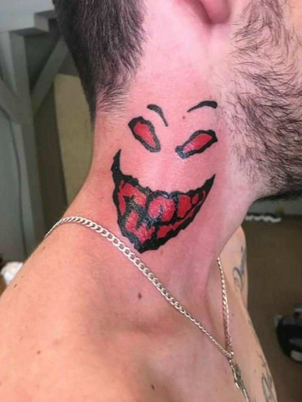 Joker neck tattoo  Creepy tattoos Unique tattoos Neck tattoo