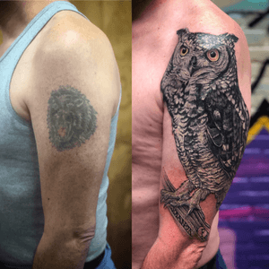 Pwtwr finalized this birdie on John the other day. #realistictattoo #owl #owltattoo #oehoe #ibu #uil #uiltattoo #bng #bnginksociety #wallsandskin #rotterdam #rotterdamtattoo #amsterdam #amsterdamtattoo #zandvoort #lieshout #feyenoord #010 #afrikaanseoehoe #spottedeagleowl #blackandgrey #blackandgreytattoo #coverup #coveruptattoo