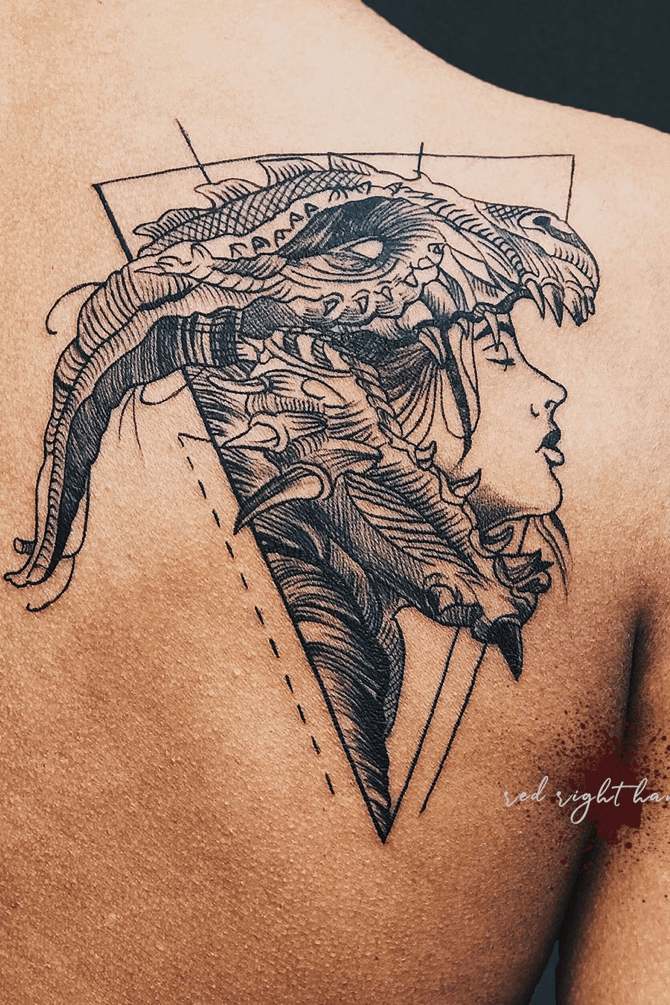prompthunt tattoo design of a hyper realistic beautiful girl warrior  hyper detailed inspired by eliot kohek on white background