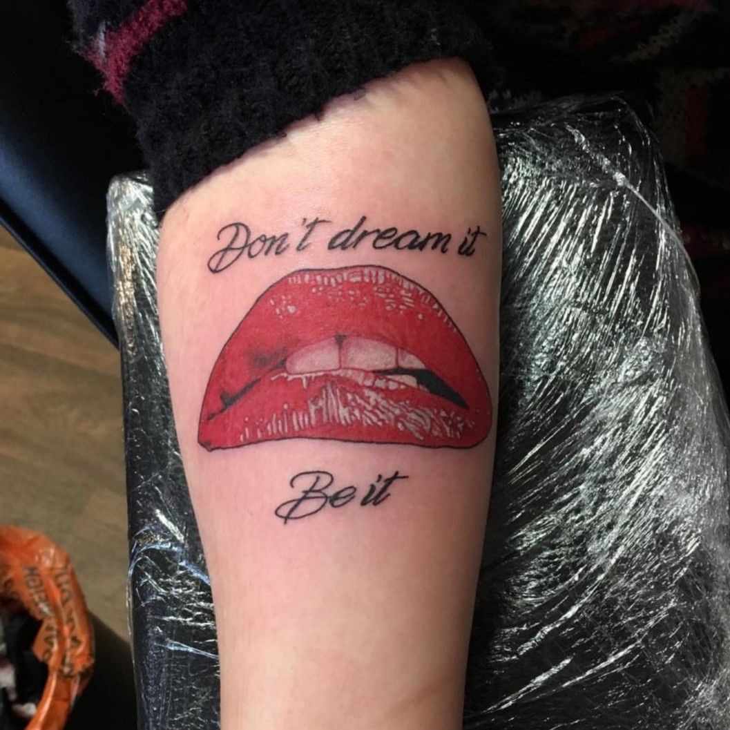 Tattoo uploaded by Davey Graham  Rocky horror lips on a tricep  Tattoodo