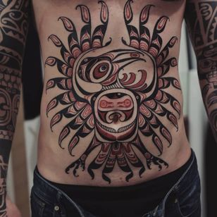 Haida tattoo by Maksim Kokin #MaksimKokin #Haida #Polynesian #Maori #Maoritattoos #tamoko #marquesantattoo #tribaltattooing #blackwork #tribal #neotribal #patterns #linework #geometric #mave #bird 