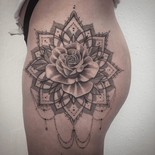 Tattoo Uploaded By Fanny Photooftheday Tattoooftheday Tattoo Tatouage Mandala Mandalatattoo Rose Rosetattoo Dot Dots Dotwork Dotworktattoo Dottattoo Stippling Stippletattoo Stipple Thightattoo Girltattoo Petitspoints