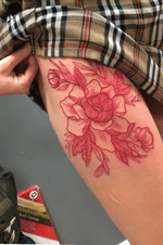 #redlinework #floral #flowers #redwork #tattoo 