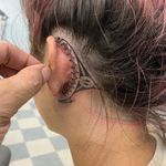 Tribal ear tattoo by Jordan Souza #JordanSouza #Haida #Polynesian #Maori #Maoritattoos #tamoko #marquesantattoo #tribaltattooing #blackwork #tribal #neotribal #patterns #linework #geometric #ear #neck #behindtheear #minimal