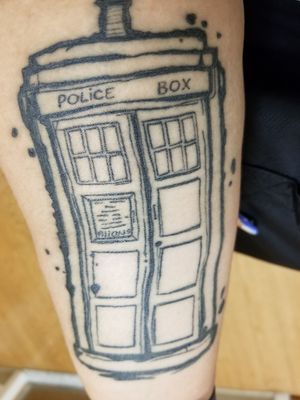 My Tardis tat. Done in Atlantic City. Shop was Painful Passion 