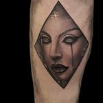 by Pippa at sacred steel coventry #blackandgrey #surreal #surrealism #horror #ladyface #diamond 