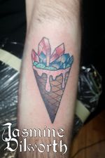 Did I crave icecream after this tattoo? Yep! What food would you get tattooed on you?! I myself am getting a baked potato! So stay tuned for when that happens 😂 #tattoo #tattooartist #femaletattooartist #icecream #food #foodtattoo #colortattoo #colorful #crystals #crystaltattoo #yummy #armtattoo #smalltattoo #greenland #greenlandnh #nh #newhampshire #boston #geneva #genevany #ny #newyork #dovernh #kittery #newenglandartist