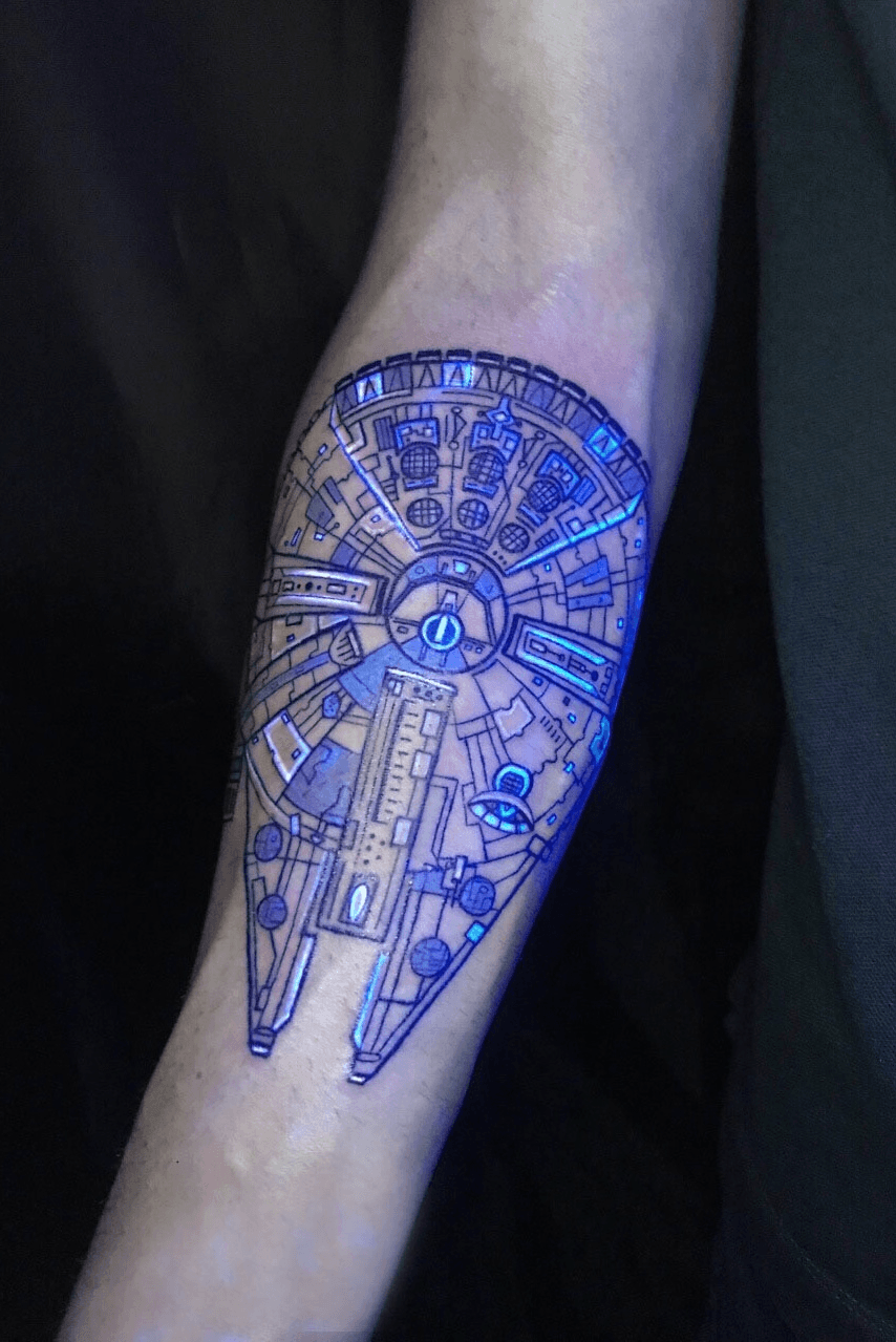 Millenium Falcon Tattoo  Geek tattoo Star wars tattoo Falcon tattoo