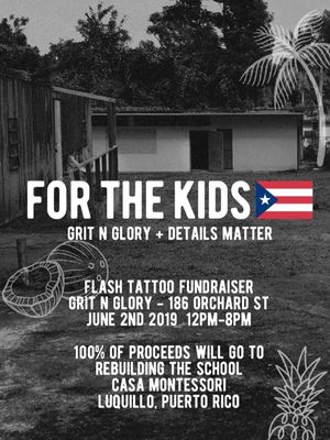 For The Kids: Flash Tattoo Fundraiser at Grit N Glory #GritNGlory #ForTheKids #PuertoRico #FlashTattoo #FlashEvent #fundraiser #MeganMassacre