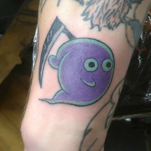 #tattoo #tattooartist #smalltattoos #ghost #ghosttattoo #colortattoos #spooky #armtattoo #simpletattoo #reapertattoo #reaper #cute #greenlandnh #boston #newhampshire #newengland #dover #kittery #greenlandnh #splatterpalettetattoo #nhtattoo #purple #tattoos #portsmouth