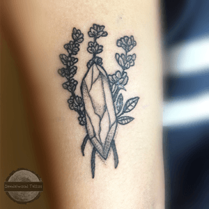 Quarz and lavender tattoo - #tattoo #tattooartist #blackandgrey #linework #Black #blackink #ink #dotwork #dotworktattoo #blackwork #geometric #worldfamousink #artist #art #arte #lineart #quarztattoo #lavender 