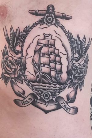 #ship #holdfast #swallowtattoo #sailorjerry #oldschool artistcreds to @tana_tattooer of mustang tattoos