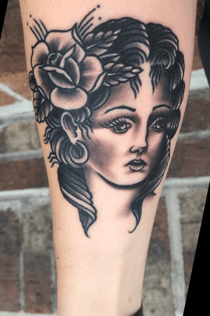 day two after getting this traditional lady face by mike at honor and glory in Jacksonville, NC