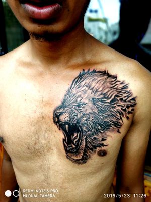 Lion tattoo on chest 