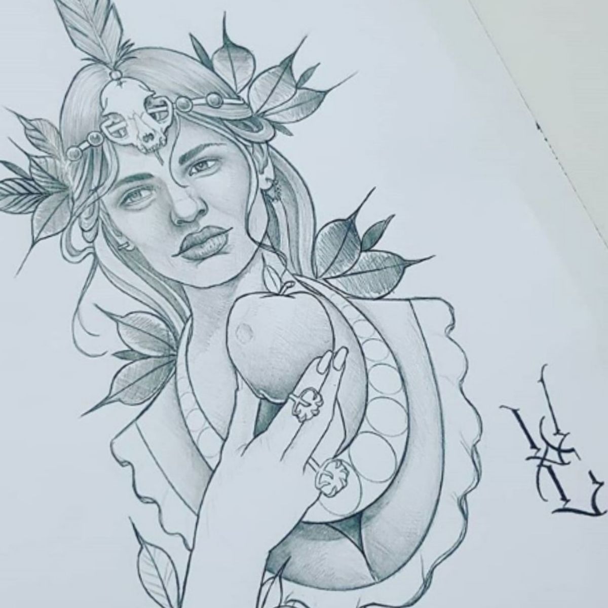 Tattoo uploaded by Vinnie Caldas • Woman portrait Eve with apple • Tattoodo