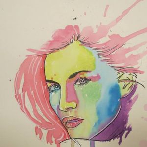 Watercolour woman face