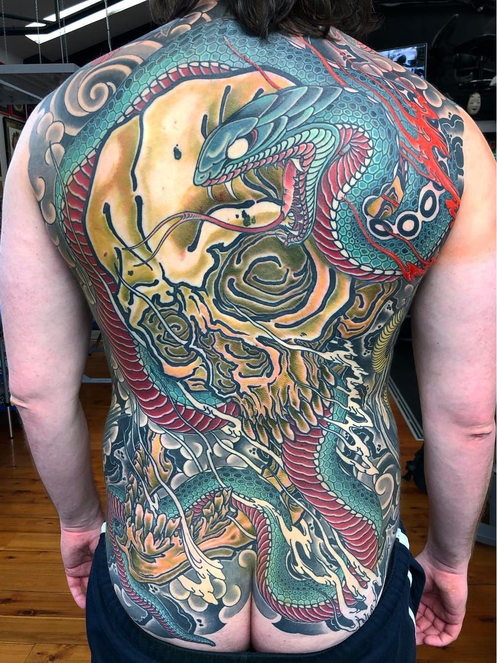 Daddy Jacks Tattoos  Tattoos  New  neo traditional Japanese tiger snake  back piece