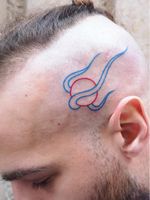 Unique tattoo by Paolo Bosson #PaoloBosson #surrealism #surreal #fauvism #cubism #abstract #abstractexpressionism #linework #illustrative #modernart #symbolism #head #scalp #sideofhead #color