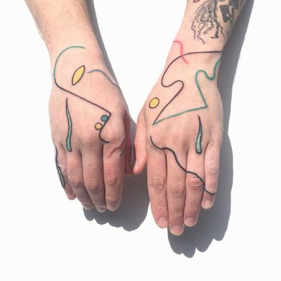 Unique tattoo by Paolo Bosson #PaoloBosson #surrealism #surreal #fauvism #cubism #abstract #abstractexpressionism #linework #illustrative #modernart #symbolism #hand #color #portrait