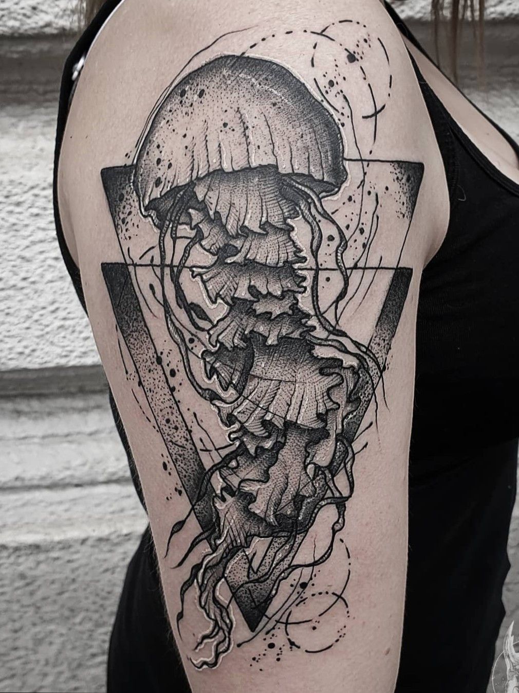 Jellyfish geometric tattoo  Geometric tattoo jellyfish Elbow tattoos  Tattoos