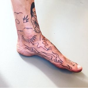 Unique tattoo by Paolo Bosson #PaoloBosson #surrealism #surreal #fauvism #cubism #abstract #abstractexpressionism #linework #illustrative #modernart #symbolism #blackwork #foot #ankle