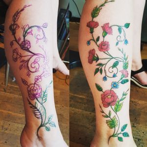 Custom Vine and Flowers Tattoo #Custom #CustomDesign #CustomTattoo #Sharpie #SharpieArt #SharpieTattoo #Flowers #FlowersAndVines #Feminine #FeminineTattoo #Girly #GirlyTattoo 