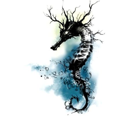 seahorse tattoo designs black