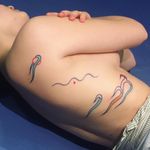 Unique tattoo by Paolo Bosson #PaoloBosson #surrealism #surreal #fauvism #cubism #abstract #abstractexpressionism #linework #illustrative #modernart #symbolism #color #ribs #side