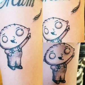 Stewie Griffin Tattoo #FamilyGuy #StewieGriffin #FamilyGuyTattoo #Baby #Feather #SmallTattoo #Cartoon #Animated 