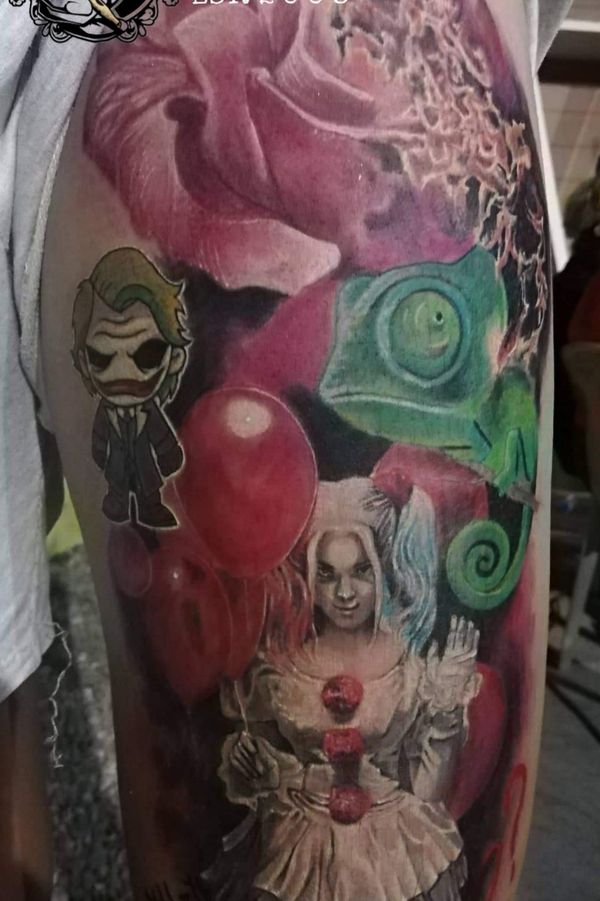 Tattoo from oil painting and tattoo