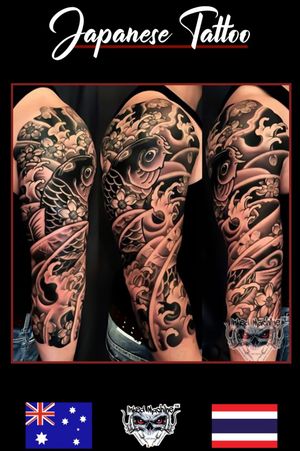 Japanese full sleeve Tattoo done at Phukets mast famous and award winning Tattoo studio Inked Machine Tattoo