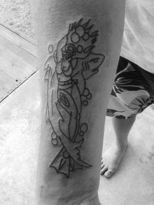 Shark ft diver girl tattoo 