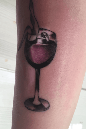 Red wine tattoo