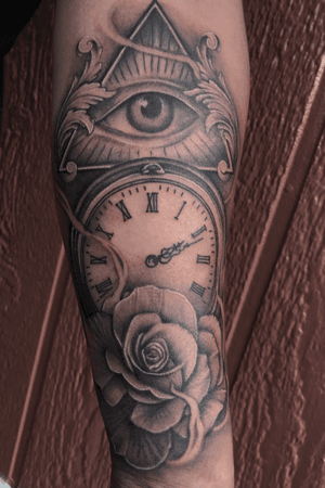 #blackandgrey #bng #tattoos #tattoo #rose #flower #clock #illuminati #haleiwa #hawaii