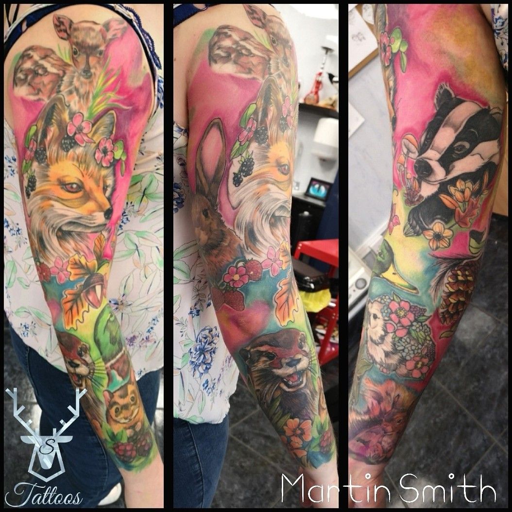 Tattoo uploaded by Martin Smith • British wildlife sleeve funky colours  loads of fun 😍 • Tattoodo