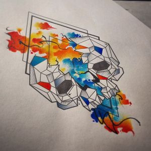 "Calaca y Fuego".....#skull #fire #geometry #colors #watercolors #stains #sketch #tattoo #envigadotattoo #line