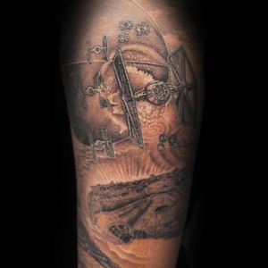 #Trachic Tattoo : Private tattoo studio in Brussels. #illustrative work #black and gray tattoo #star wars tattoo #fine art #best tattoo Brussels 