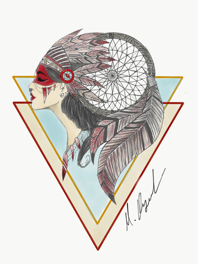 Indian girl and dream catcher #dreamcatcher #indian #girl #Indianwomantattoo #indiantattoo #indianart #indiangirl 