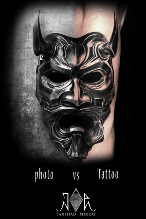 Photo vs tattooo                              Hannaya mask by tattoo artist: farshad mirzai                  Tel: 09394621722                                             location: Tehran,Zaferanie              #tehrantattoo #irantattoo 