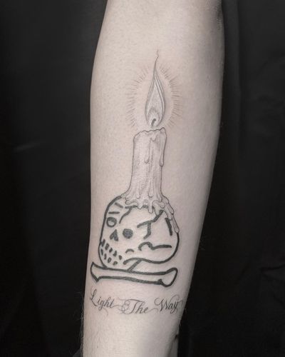 #candle #skull #fineline #blackwork #wholeglory #tattoobyscottcampbell