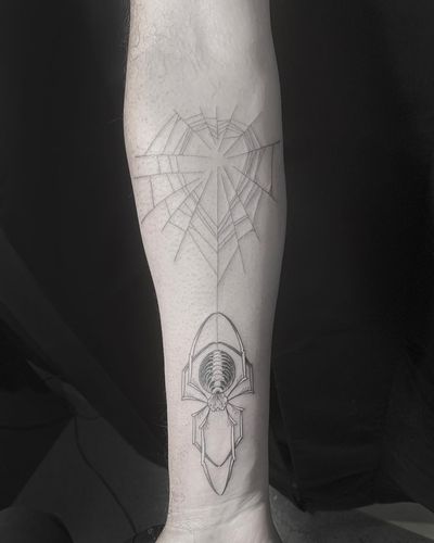 #spider #fineline #blackwork #web #insects #tattoobyscottcampbell