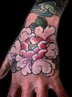 Peony tattoo by Claudia de Sabe - Still Not Asking For It: Red Point Tattoo does global tattoo flash event - #RedPointTattoo #StillNotAskingForIt #tattooflash #tattooflashevent #ClaudiadeSabe #womensempowerment #solace