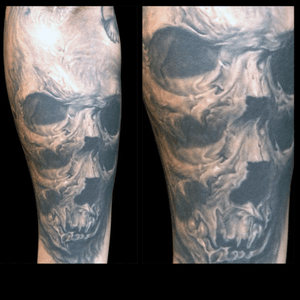 #skull #blackandgey #healedtattoo #dark #surreal #horror #benjaminmoss