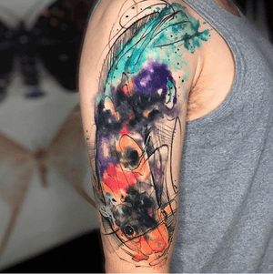 Maginificent healed photo of this insane Koi-ver up tattooed by Sim (@sim_tattoos) Splash splash! 🐠🌊