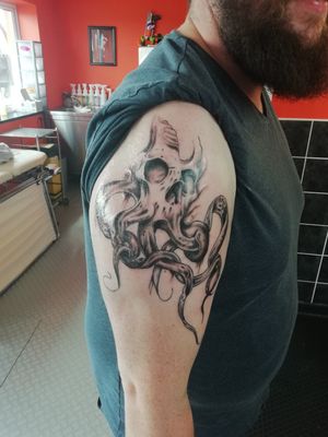 Octopus tattoo on bicep