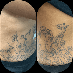 Did a Lovely project for a Lovely Mama with Stretch Marks. #cherryblossom #flower #stretchmarks #hiptattoos #qttr #brooklyn #nyc #linework #illustrator #blackwork #femaletattooartist 