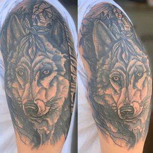 Black and grey high contrast wolf design. Thanks for looking.. #blacklagoontattoo #dtsj #sanjose #sj #sf